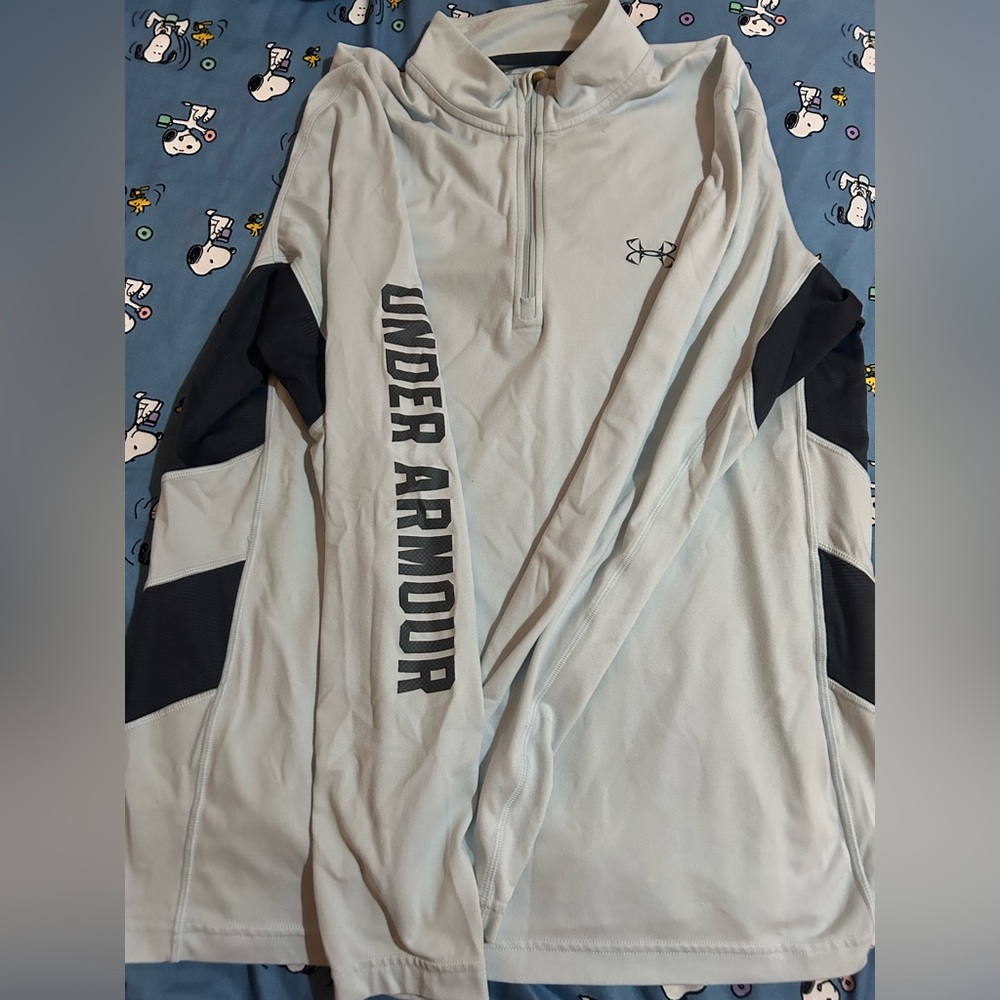 Under Armour Light Gray and Black Quarter-Zip Top